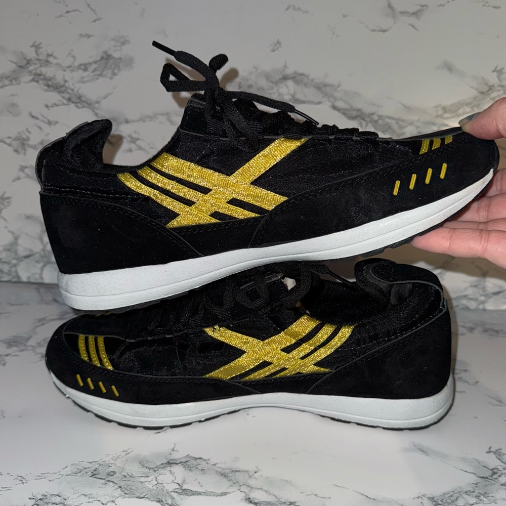 Avon Black and Gold Sneaker Espadrilles - Picture 5 of 9